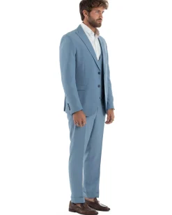 Abito Uomo Monopetto Vestito 3 Pezzi Completo Panciotto Polvere AE1160A