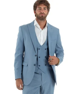 Abito Uomo Monopetto Vestito 3 Pezzi Completo Panciotto Polvere AE1160A