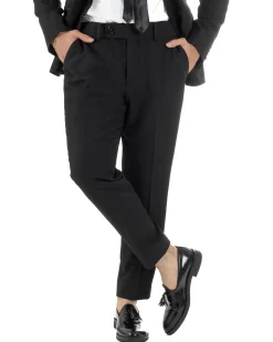 Abito uomo monopetto vestito completo smoking rever sciallato raso nero GIOSAL-AE1213A