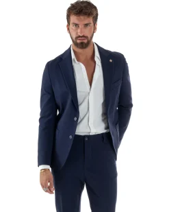 Abito Uomo Monopetto Viscosa Sartoriale Tinta Unita Blu Over-D OC1F2W5G01