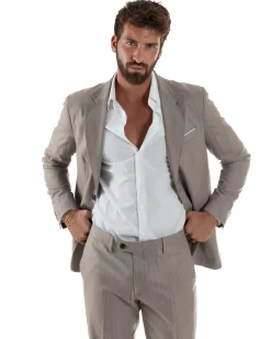 Abito Uomo Monopetto Viscosa Sartoriale Beige Melangiato Over-D OC1F2W5A06