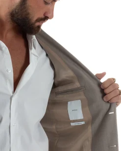 Abito Uomo Monopetto Viscosa Sartoriale Beige Melangiato Over-D OC1F2W5A06