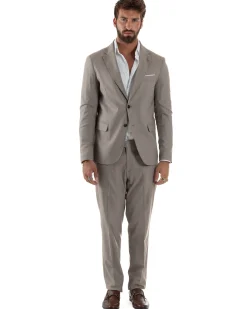 Abito Uomo Monopetto Viscosa Sartoriale Beige Melangiato Over-D OC1F2W5A06