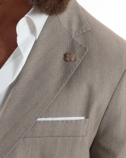 Abito Uomo Monopetto Viscosa Sartoriale Beige Melangiato Over-D OC1F2W5A06