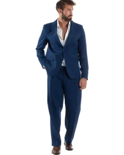 Abito Uomo Monopetto Viscosa Pantaloni Baggy Blu AE1184A