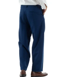 Abito Uomo Monopetto Viscosa Pantaloni Baggy Blu AE1184A