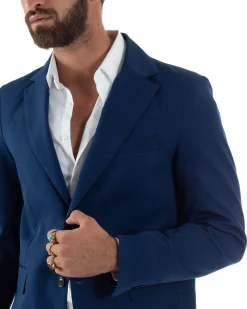 Abito Uomo Monopetto Viscosa Pantaloni Baggy Blu AE1184A