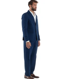 Abito Uomo Monopetto Viscosa Pantaloni Baggy Blu AE1184A