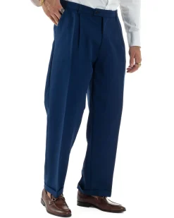 Abito Uomo Monopetto Viscosa Pantaloni Baggy Blu AE1184A