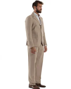 Abito Uomo Monopetto Viscosa Pantaloni Baggy Beige AE1185A