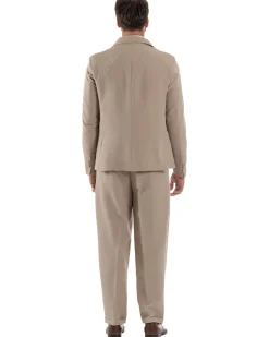 Abito Uomo Monopetto Viscosa Pantaloni Baggy Beige AE1185A