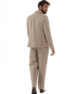 Abito Uomo Monopetto Viscosa Pantaloni Baggy Beige AE1185A