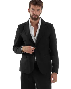 Abito Uomo Monopetto Viscosa Pantaloni Baggy Nero AE1186A
