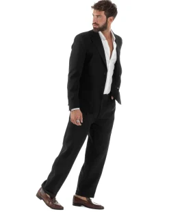 Abito Uomo Monopetto Viscosa Pantaloni Baggy Nero AE1186A