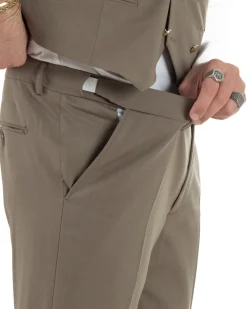 Abito uomo vestito monopetto 3 pezzi panciotto bottoni oro tortora GIOSAL-AE1224A