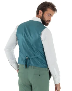 Abito uomo vestito monopetto 3 pezzi panciotto bottoni oro verde salvia GIOSAL-AE1225A
