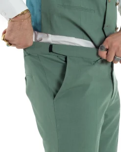 Abito uomo vestito monopetto 3 pezzi panciotto bottoni oro verde salvia GIOSAL-AE1225A
