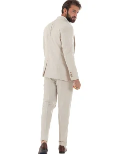 Abito uomo vestito monopetto 3 pezzi panciotto bottoni oro panna GIOSAL-AE1229A