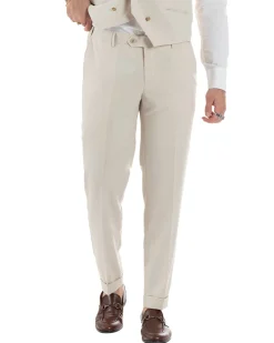Abito uomo vestito monopetto 3 pezzi panciotto bottoni oro panna GIOSAL-AE1229A