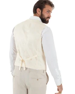 Abito uomo vestito monopetto 3 pezzi panciotto bottoni oro panna GIOSAL-AE1229A