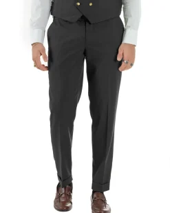 Abito uomo vestito monopetto 3 pezzi panciotto bottoni oro nero GIOSAL-AE1228A