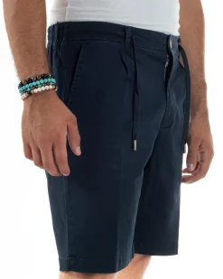 Bermuda Chino Cotone Raso Tasche America Basic Blu PC2022A