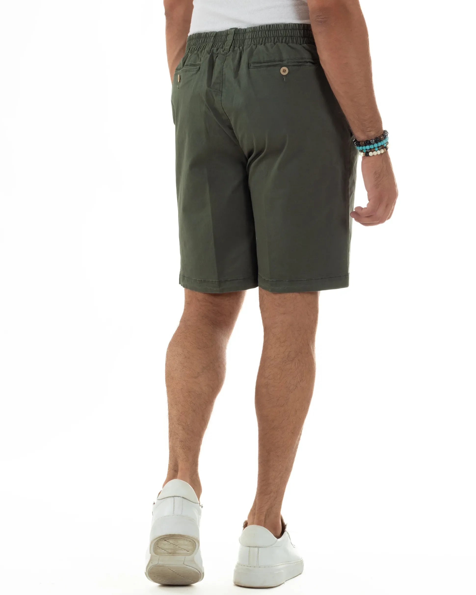 Bermuda Chino Cotone Raso Tasche America Basic Verde PC2025A