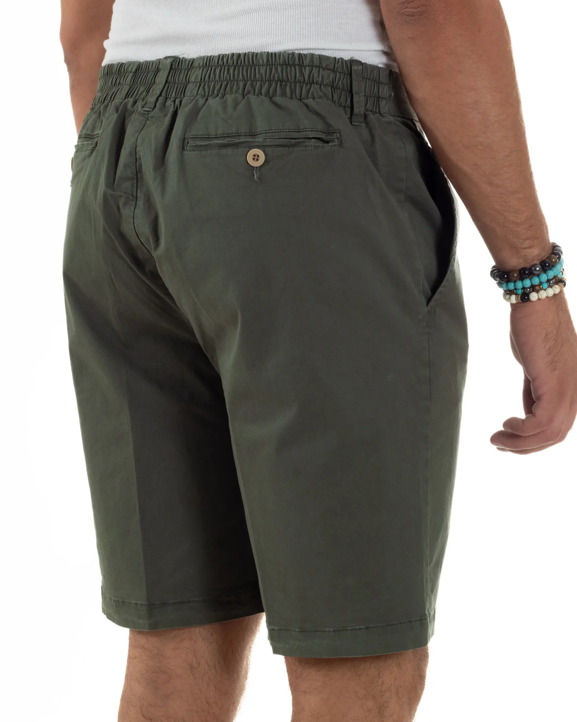 Bermuda Chino Cotone Raso Tasche America Basic Verde PC2025A