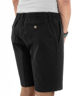 Bermuda Chino Cotone Raso Tasche America Basic Nero PC2024A