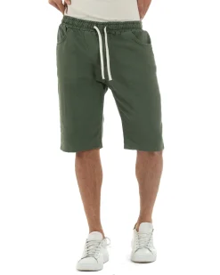 Bermuda coulisse pantalaccio jeans cotone basic regular fit verde GIOSAL-PC2011A
