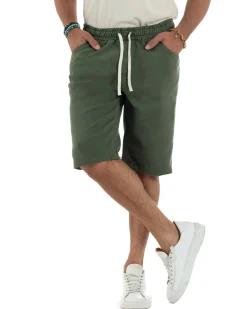 Bermuda coulisse pantalaccio jeans cotone basic regular fit verde GIOSAL-PC2011A