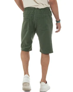 Bermuda coulisse pantalaccio jeans cotone basic regular fit verde GIOSAL-PC2011A