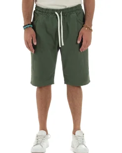 Bermuda coulisse pantalaccio jeans cotone basic regular fit verde GIOSAL-PC2011A