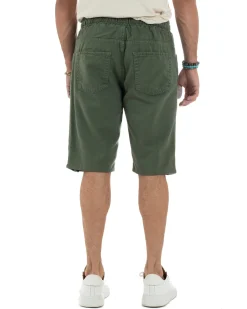 Bermuda coulisse pantalaccio jeans cotone basic regular fit verde GIOSAL-PC2011A
