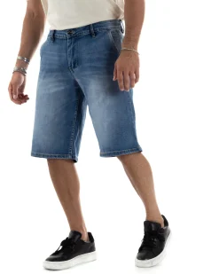 Bermuda Jeans Pantaloncini Uomo Wide Leg Tasche America Denim Medio PC1963A