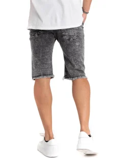 Bermuda Jeans Pantaloncino Uomo Denim Grigio Schizzato Cinque Tasche GIOSAL-PC1820A
