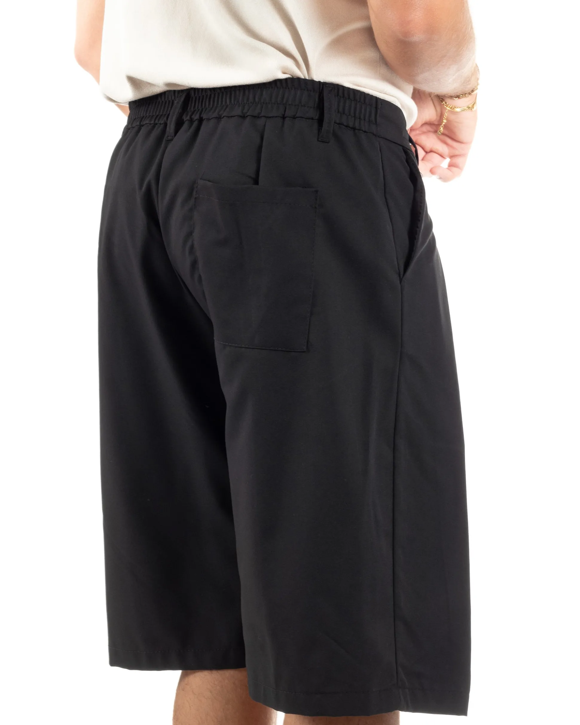 Bermuda pantaloncini uomo baggy fit pinces nero GIOSAL-PC2063A