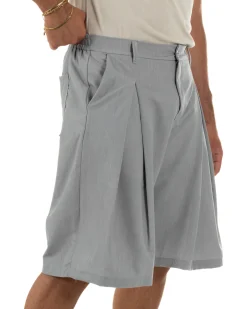 Bermuda pantaloncini uomo baggy fit pinces grigio GIOSAL-PC2062A