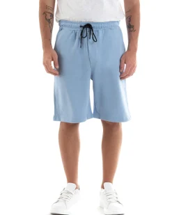 Bermuda Pantaloncini Uomo Corti Cotone Basic Pantalaccio Tinta Unita Polvere GIOSAL-PC1936A