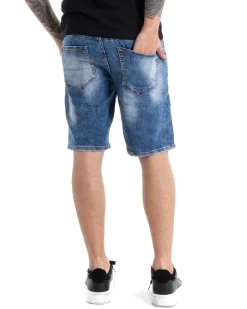 Bermuda Pantaloncini Uomo Corti Cinque Tasche Pulito Stonewashed Denim Chiaro GIOSAL-PC1876A