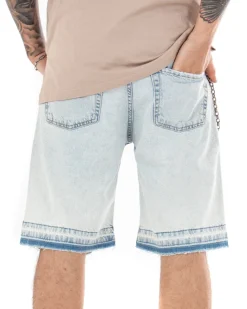 Bermuda Pantaloncini Uomo Corti Jeans Con Rotture Sfrangiato Cinque Tasche Denim Slavato GIOSAL-PC1844A