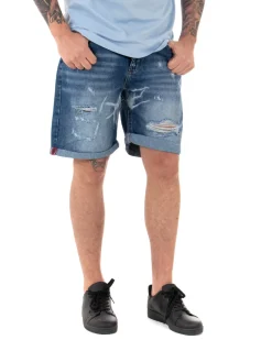 Bermuda Pantaloncini Uomo Corti Jeans Cinque Tasche Casual Con Rotture Denim GIOSAL-PC1840A