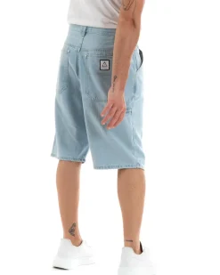 Bermuda Pantaloncini Uomo Corti Jeans Baggy Tasca Smart Denim Chiaro GIOSAL-PC1917A