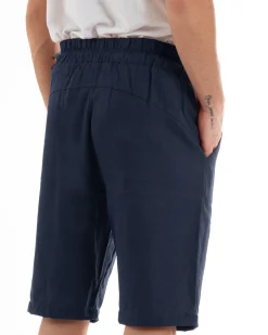 Bermuda Pantaloncini Uomo Corti Lino Pantalaccio Basic Blu GIOSAL-PC1921A