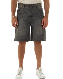 Bermuda pantaloncini uomo jeans basic cinque tasche denim sabbiato GIOSAL-PC2054A