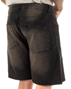 Bermuda pantaloncini uomo jeans con strass cinque tasche denim marrone GIOSAL-PC2053A