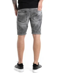 Bermuda Pantaloncino Uomo Jeans Grigio Slavato Slim Cinque Tasche GIOSAL-PC1872A
