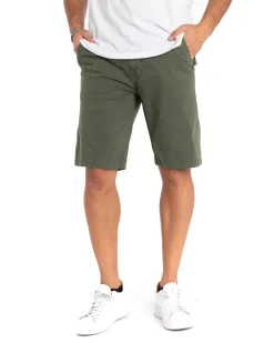 Bermuda Pantaloncino Uomo Tinta Unita Verde Tasca America Cotone Casual GIOSAL-PC1857A