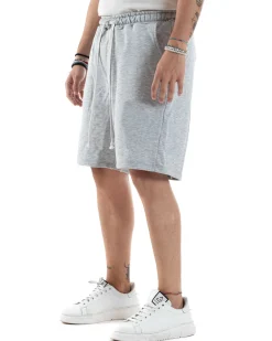 Bermuda Tuta Cotone Coulisse Regular Fit Basic Grigio PC2031A