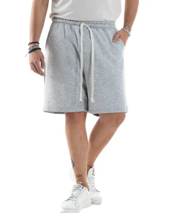 Bermuda Tuta Cotone Coulisse Regular Fit Basic Grigio PC2031A